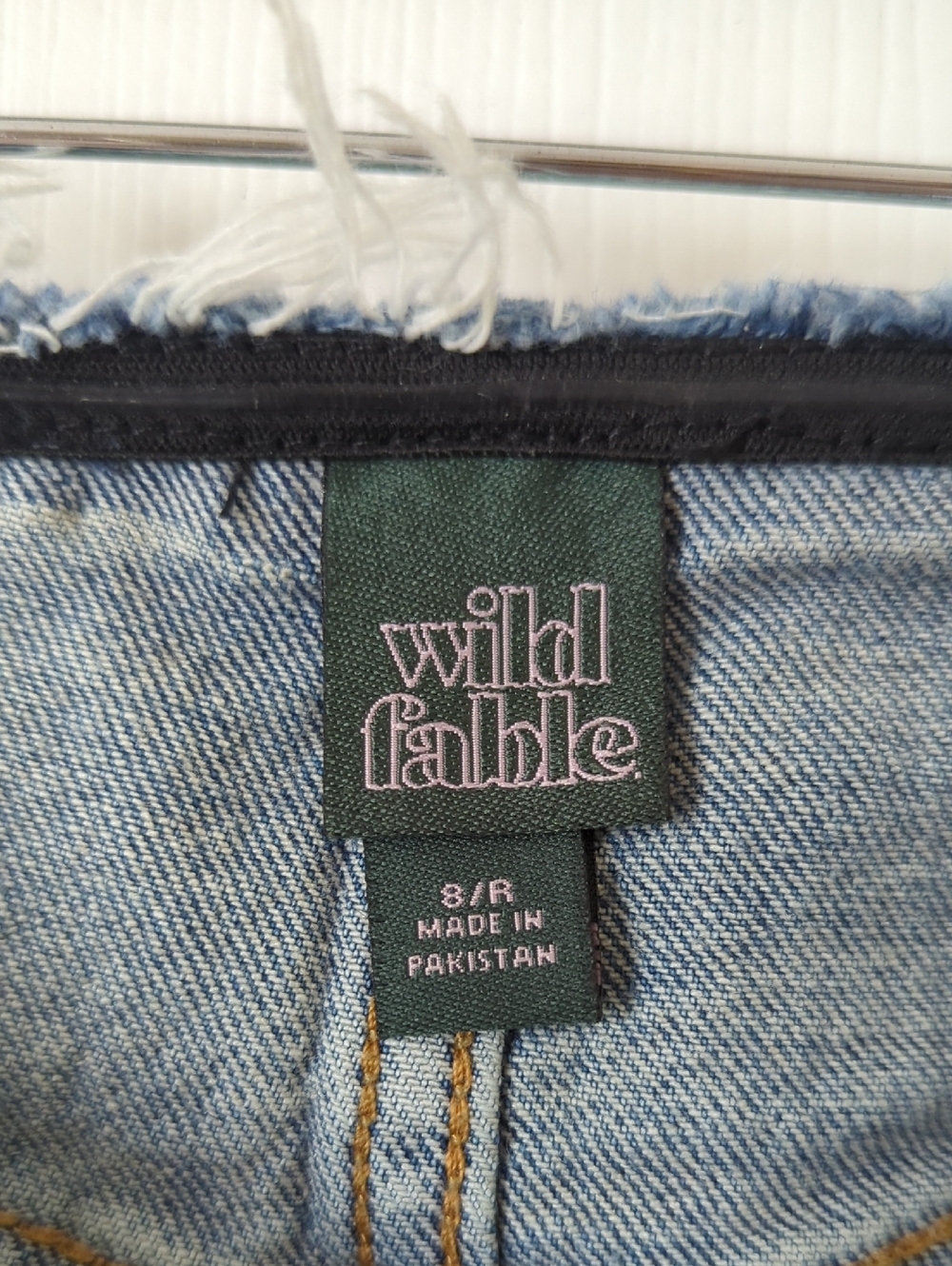 Wild Fable Classic Medium Wash Frayed Low Waisted Front Slit Denim Maxi Skirt 8 - Picture 5 of 11